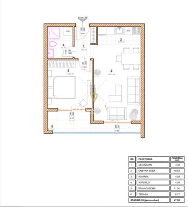 Jednosoban stan, 48 m², Pinješ, Ulcinj – fotografija 2