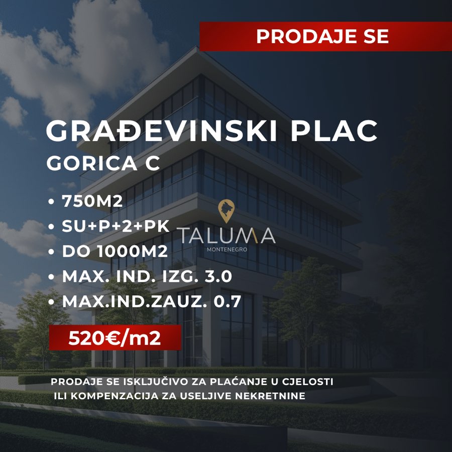 Plac, 750 m², Gorica C, Podgorica